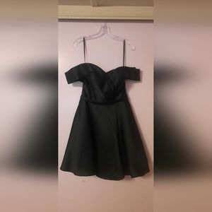 Short, off the shoulder, black dress